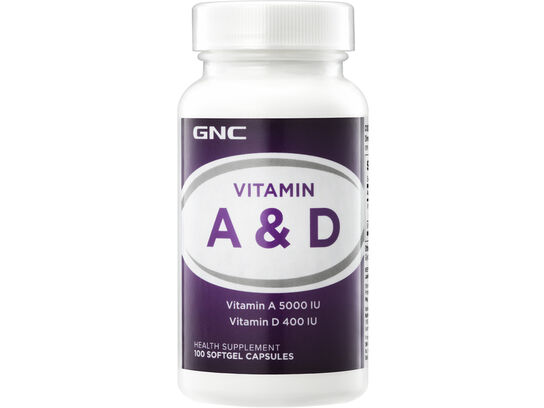 GNC Vitamin A & D 100 softgel capsules (front bottle)