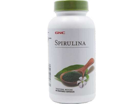 GNC Spirulina 90 vegetable capsules (front bottle)