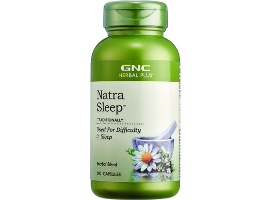 GNC Herbal Plus Natra Sleep 100 capsules (front bottle)