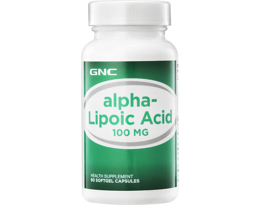 GNC Alpha Lipoic Acid 100mg 60 softgel capsules (front bottle)