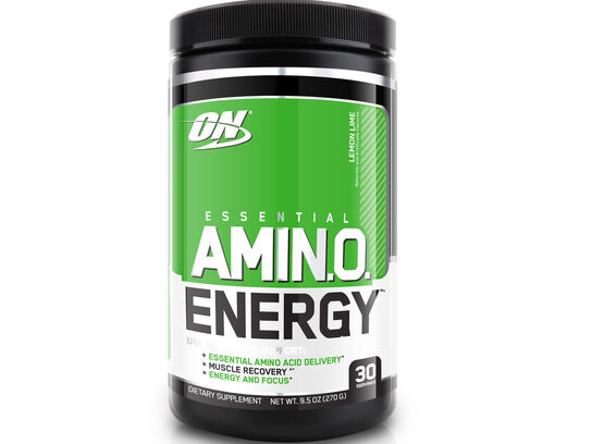 Optimum Nutrition Amino Energy 30 servings Lemon Lime 9 oz. (front bottle)