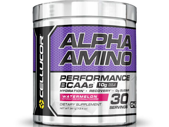 Cellucor Alpha Amino Performance BCAAs 30 servings 381g Watermelon (front tub)